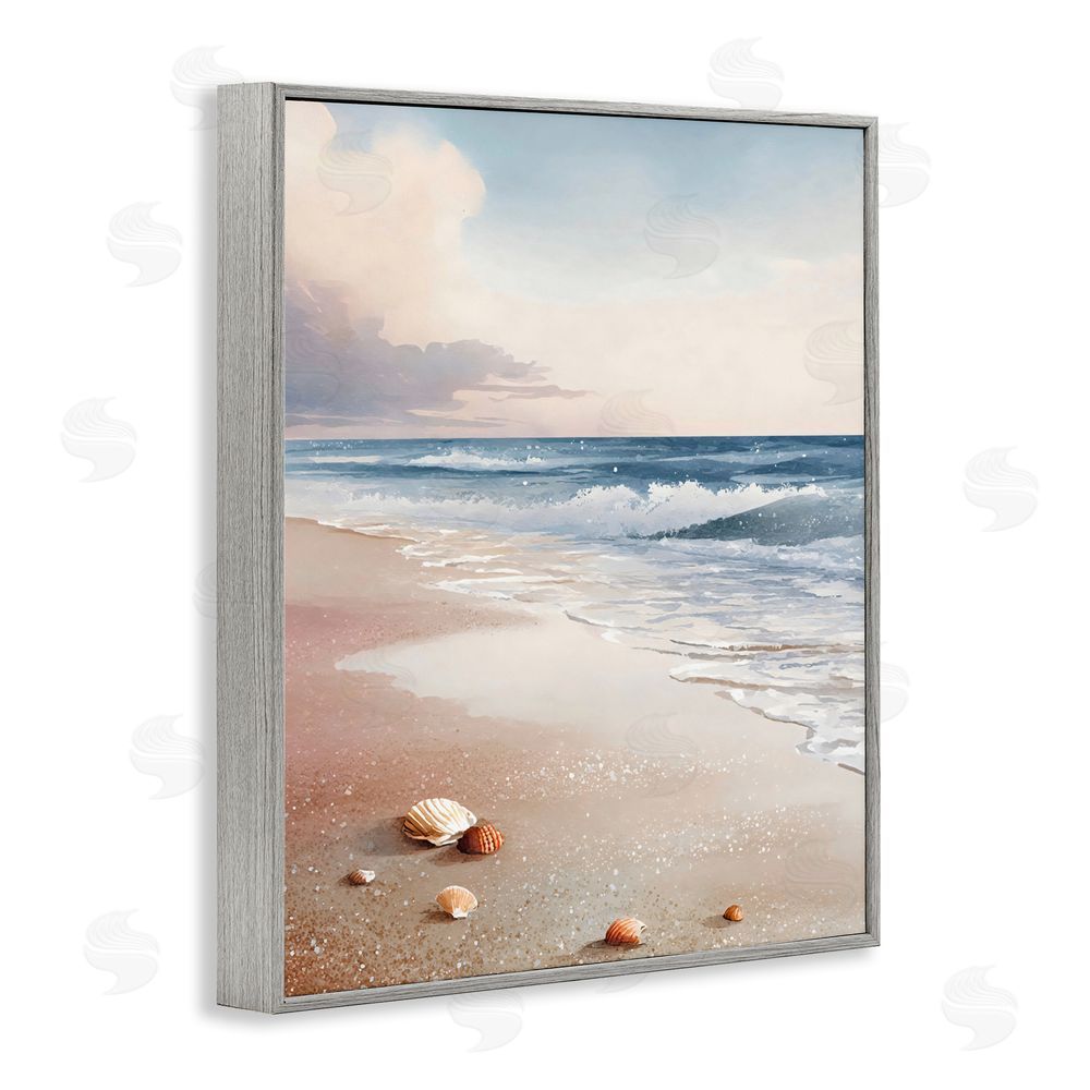 Franklyn Gregory Washed Up Seashells Gray Framed Giclee Wall Art Print