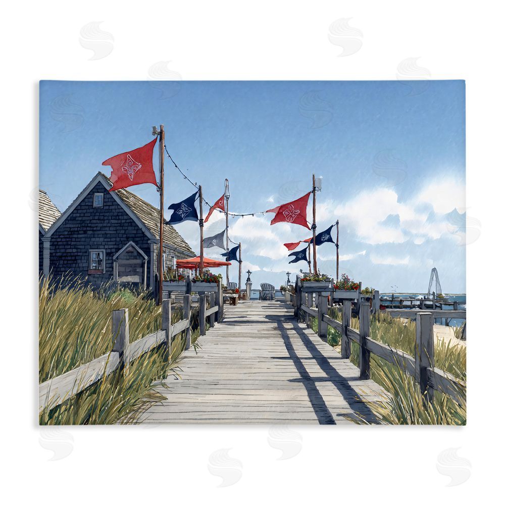 Franklyn Gregory Summer Boardwalk Stroll Stretched Canvas Wall Art Print