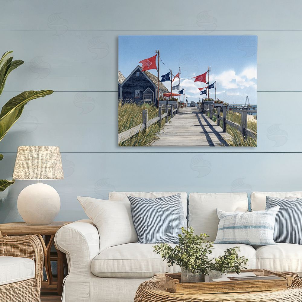 Franklyn Gregory Summer Boardwalk Stroll Stretched Canvas on Wall