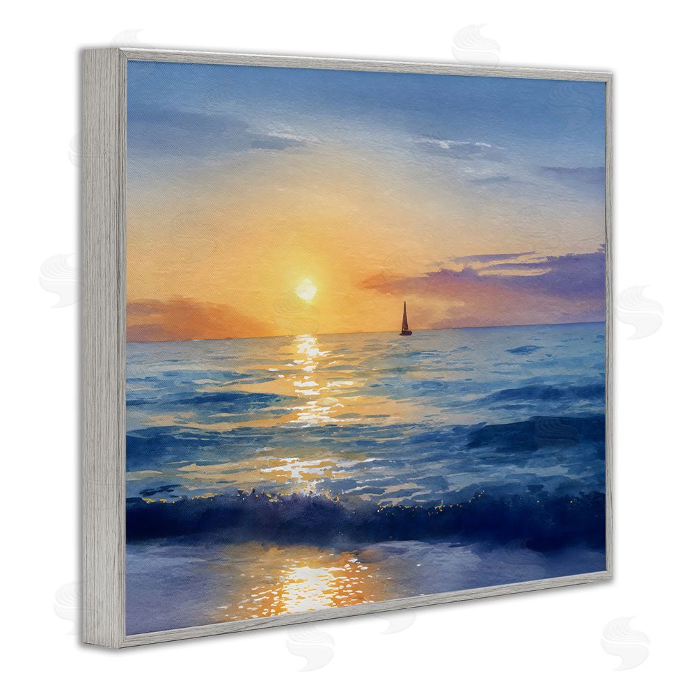 Franklyn Gregory Sails To The Sun At Sea Gray Framed Giclee Wall Art Print