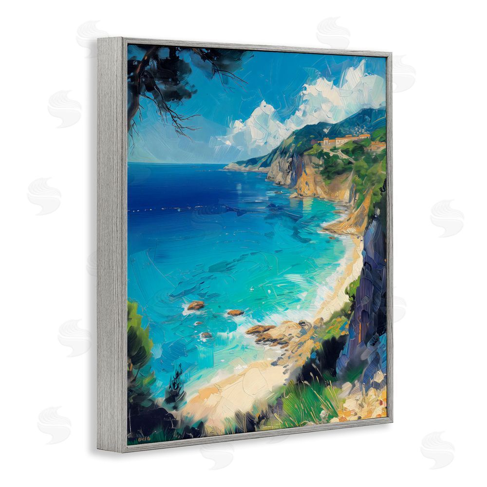 Creative Studio View of Ocean Retreat Gray Framed Giclee Wall Art Print