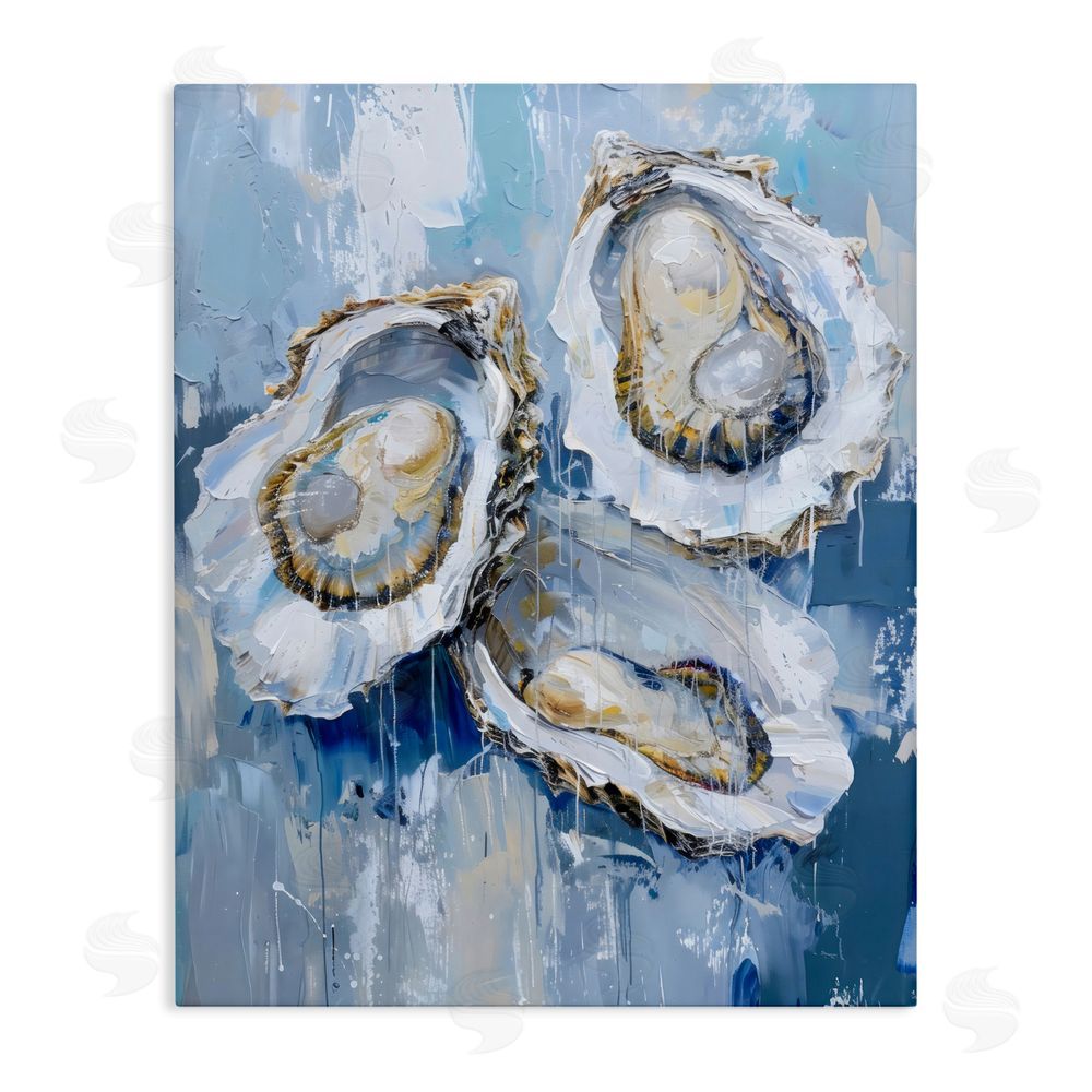 Creative Studio Vibrant Blue Oysters Stretched Canvas Wall Art Print