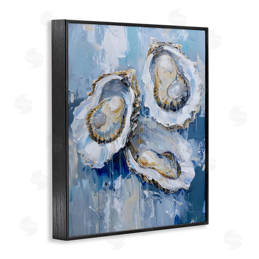 Creative Studio Vibrant Blue Oysters Black Framed Giclee Wall Art Print