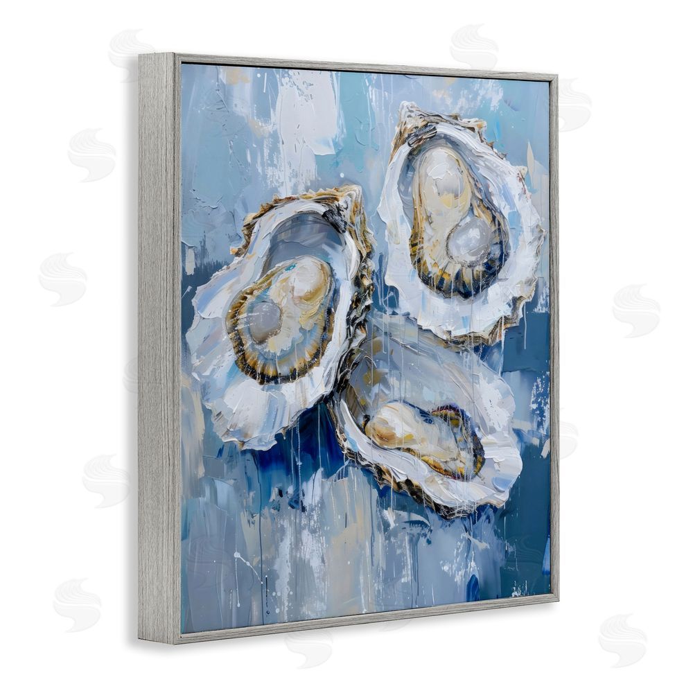 Creative Studio Vibrant Blue Oysters Gray Framed Giclee Wall Art Print