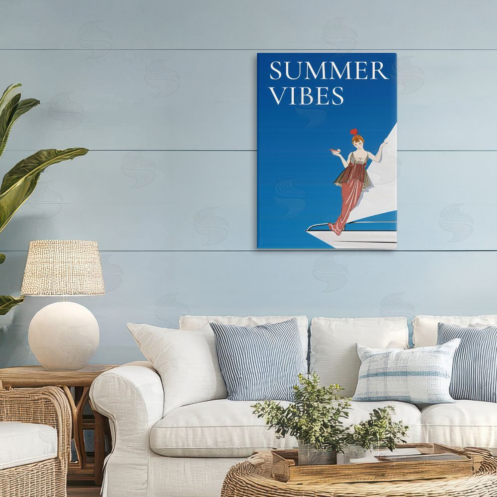 Creative Studio Summer Vibes Vintage Yacht Stretched Canvas on Wall