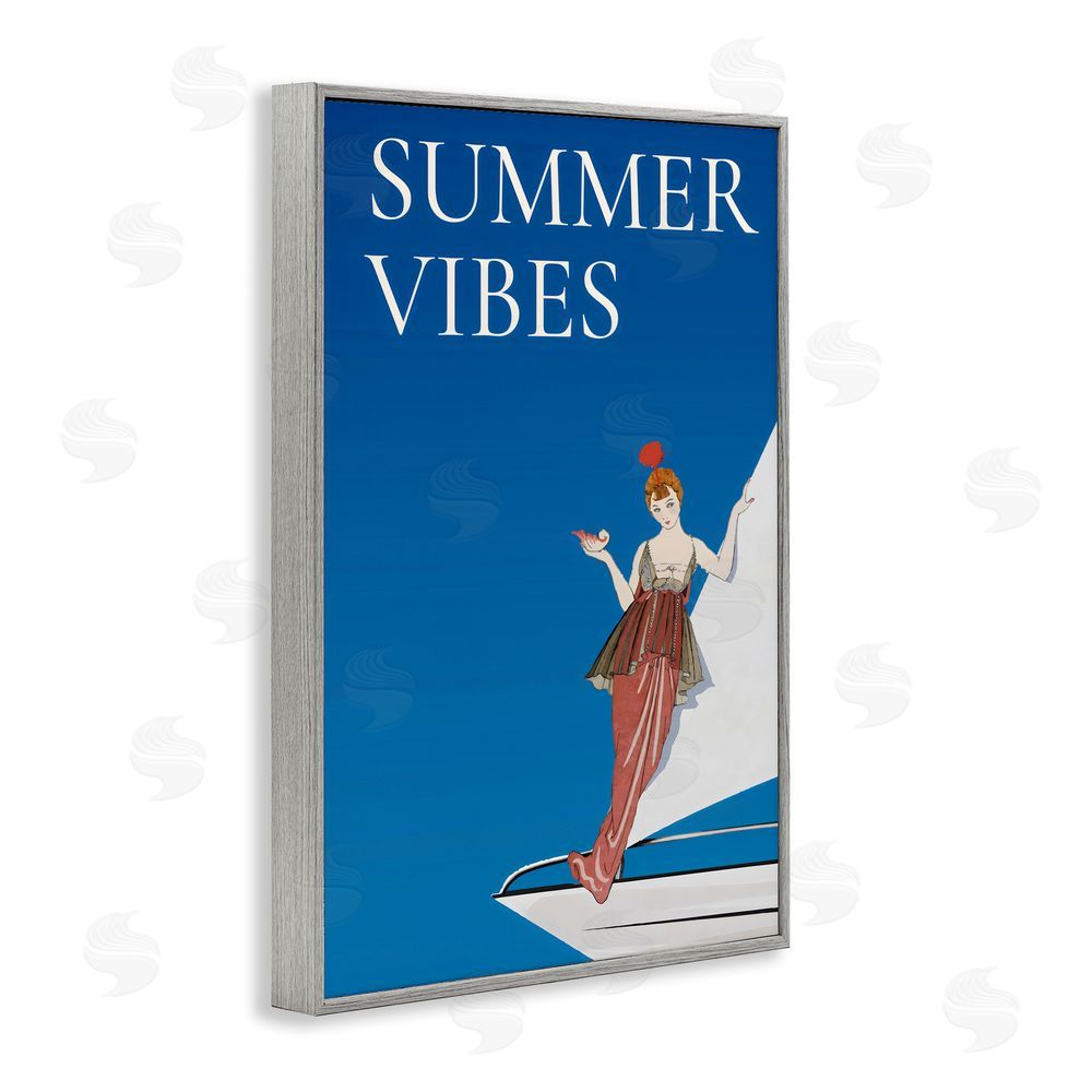 Creative Studio Summer Vibes Vintage Yacht Gray Framed Giclee Wall Art Print