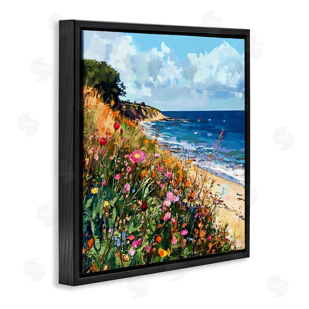 Creative Studio Enchanted Oceanside Meadow Black Floating Framed Canvas Wall Art