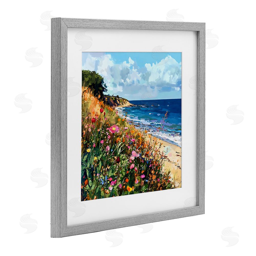 Creative Studio Enchanted Oceanside Meadow Gray Framed Print Under Glass Wall Art
