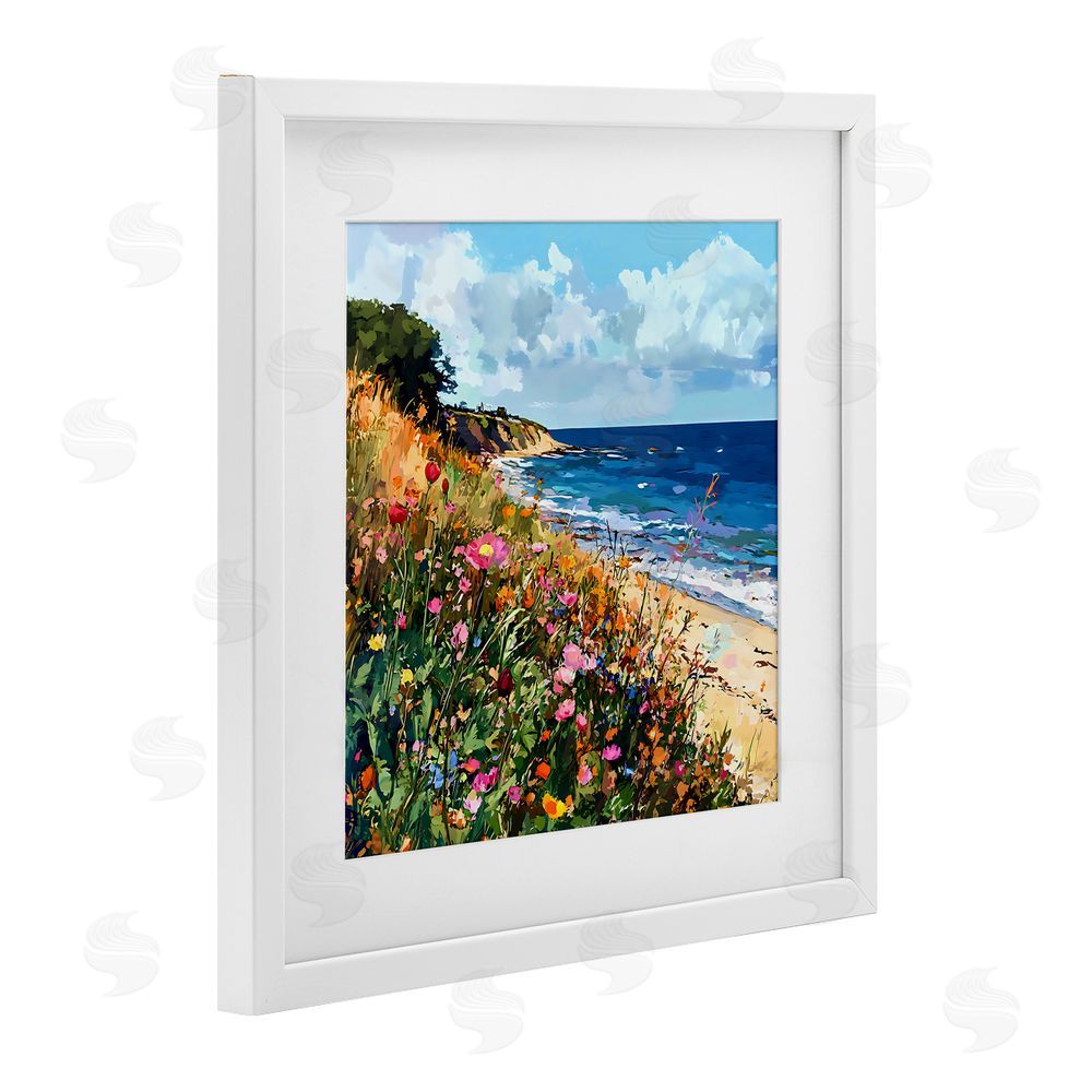 Creative Studio Enchanted Oceanside Meadow White Framed Print Under Glass Wall Art
