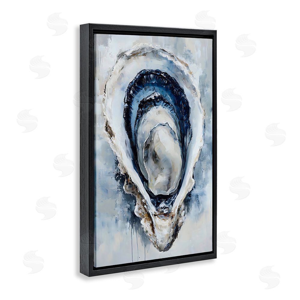 Creative Studio Blue Oyster Shell Interior Black Floating Frame Stretched Canvas Wall Art Print