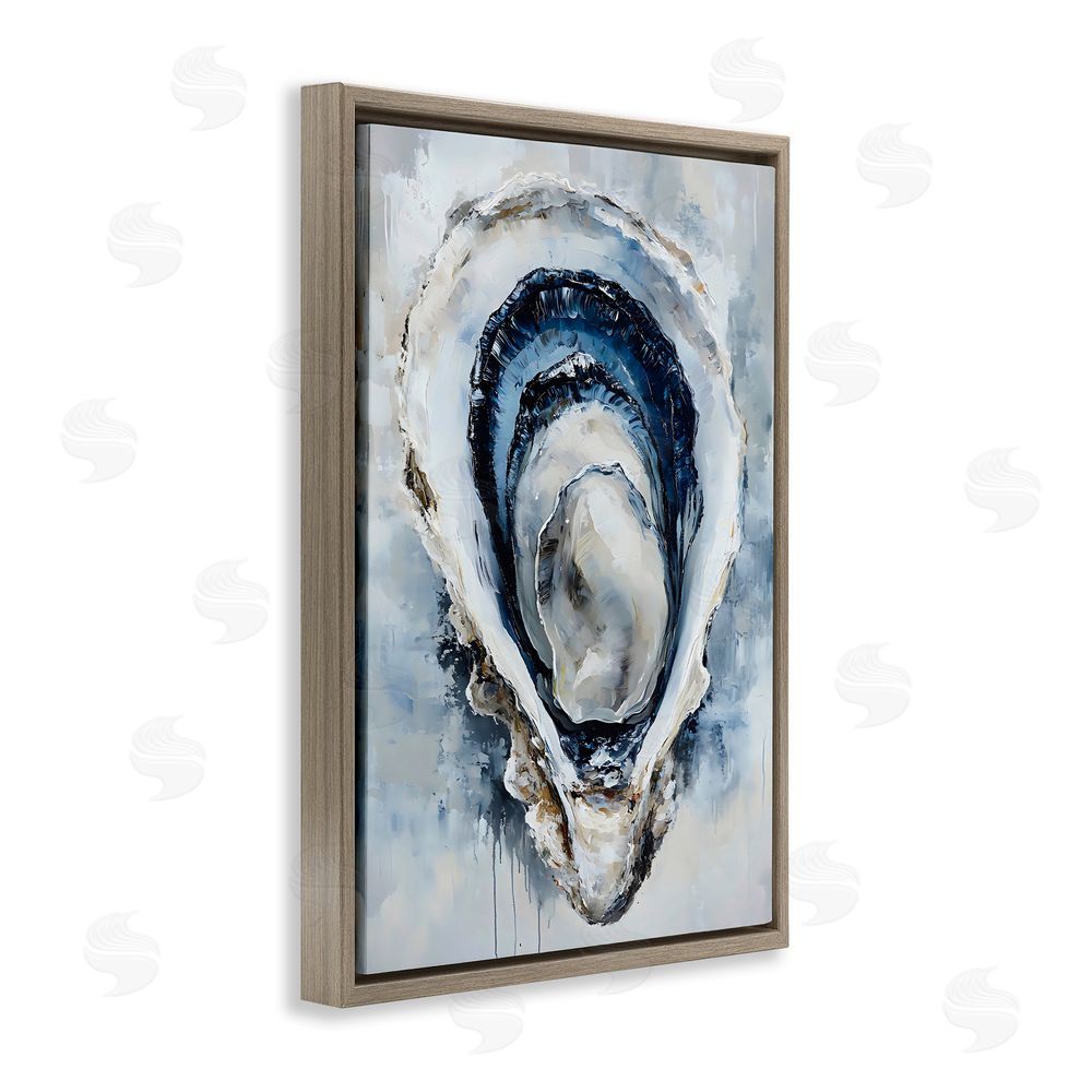 Creative Studio Blue Oyster Shell Interior Brown Floating Frame Stretched Canvas Wall Art Print