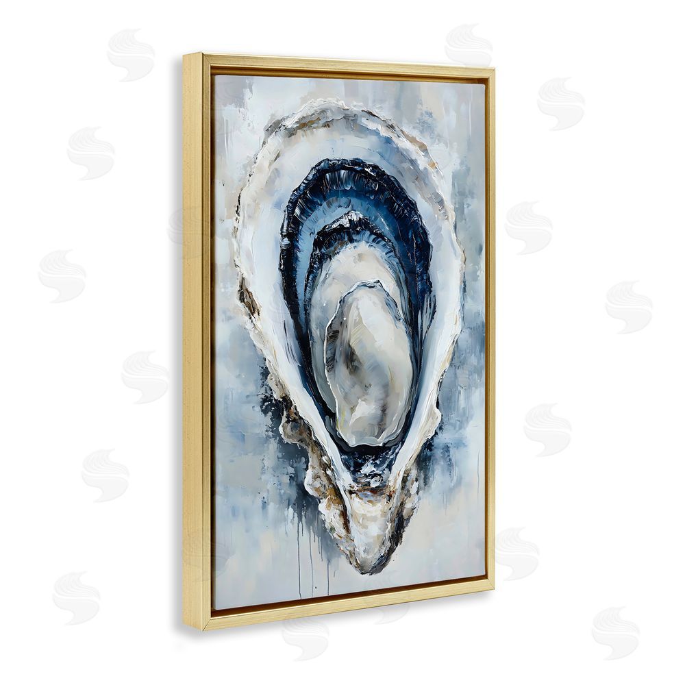 Creative Studio Blue Oyster Shell Interior Gold Floating Frame Stretched Canvas Wall Art Print
