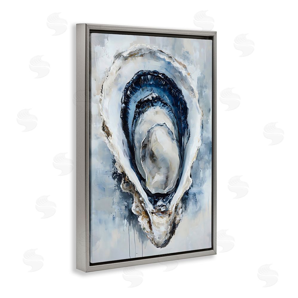 Creative Studio Blue Oyster Shell Interior Gray Floating Frame Stretched Canvas Wall Art Print