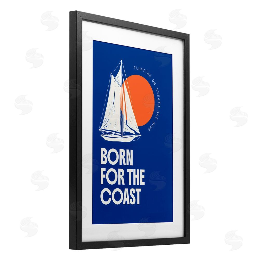 Creative Studio Born For The Coast Black Framed Print Under Glass with Matting Wall Art