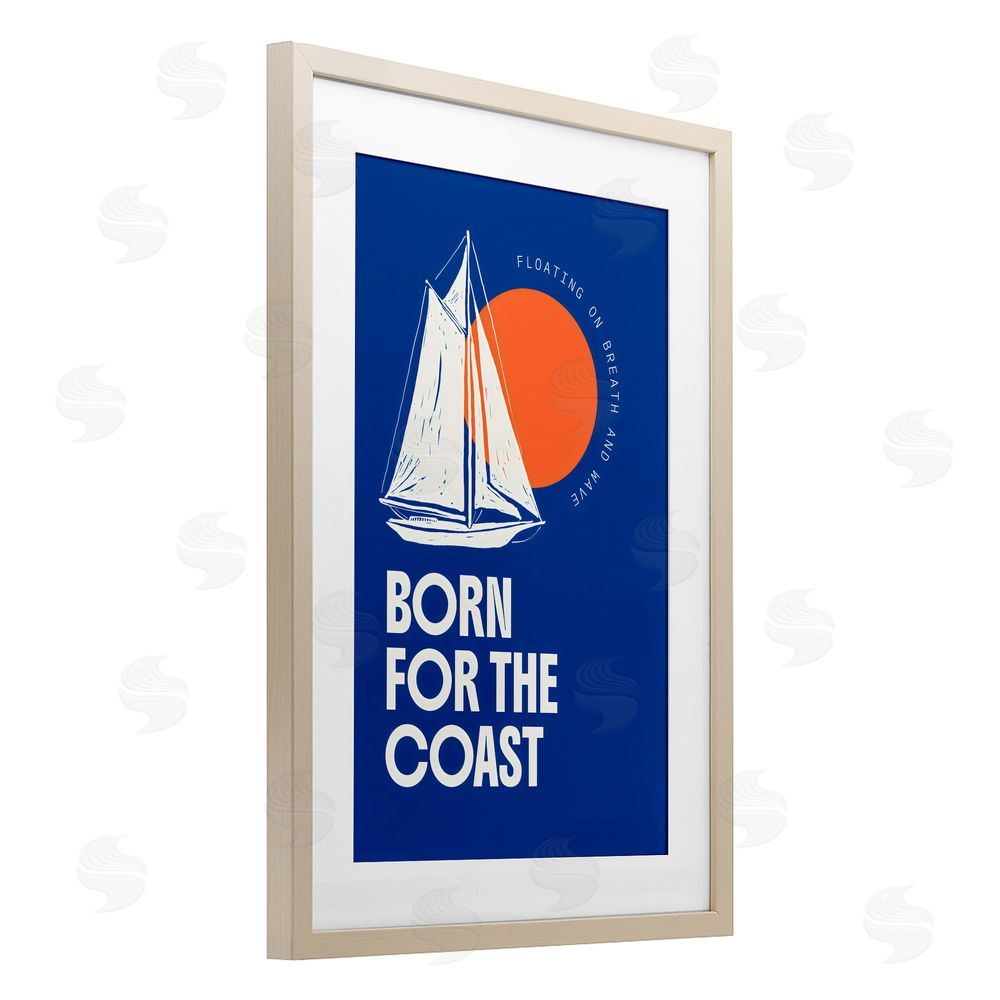 Creative Studio Born For The Coast Brown Framed Print Under Glass with Matting Wall Art