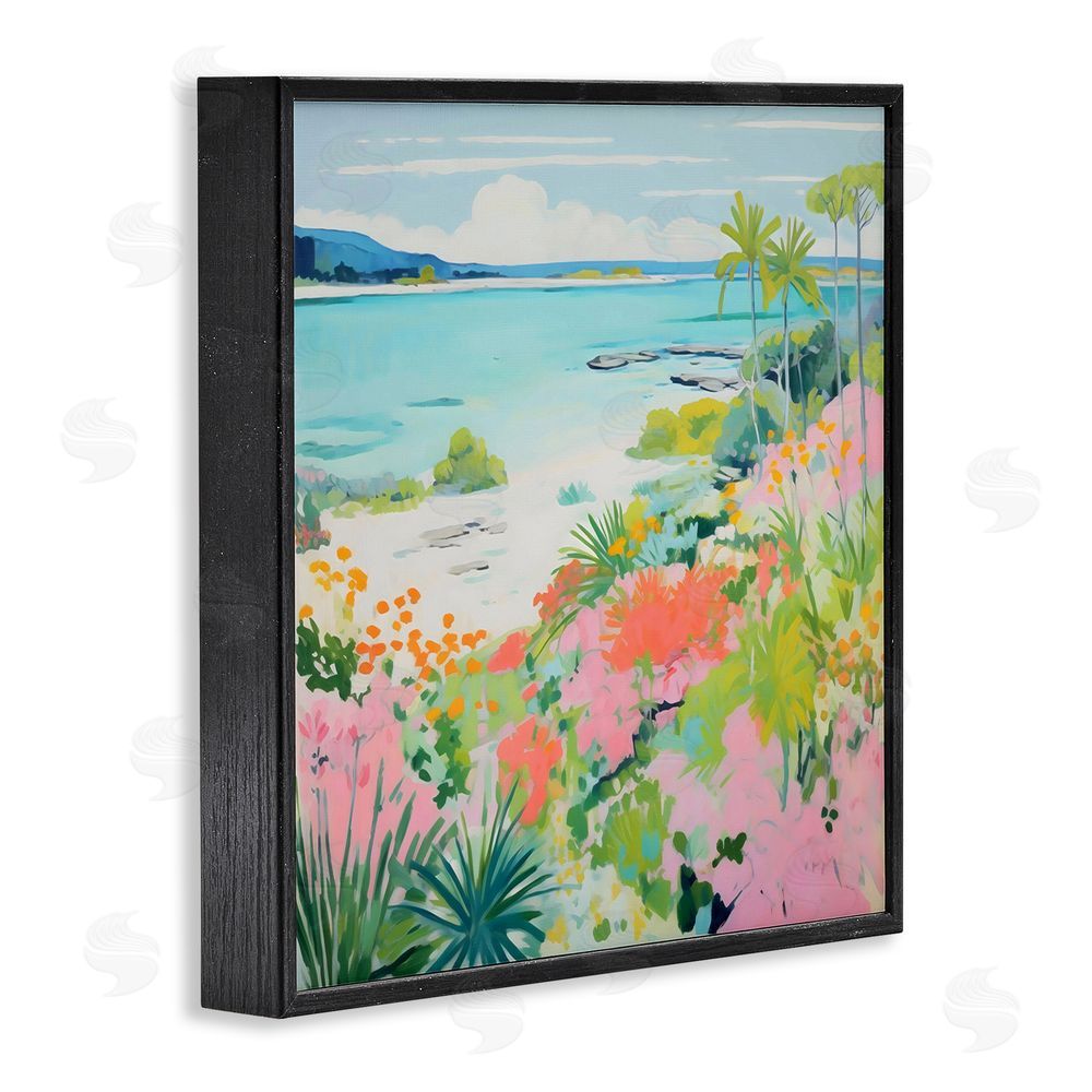 Creative Studio Tropical Coast Blooming Shoreline Black Framed Giclee Wall Art Print
