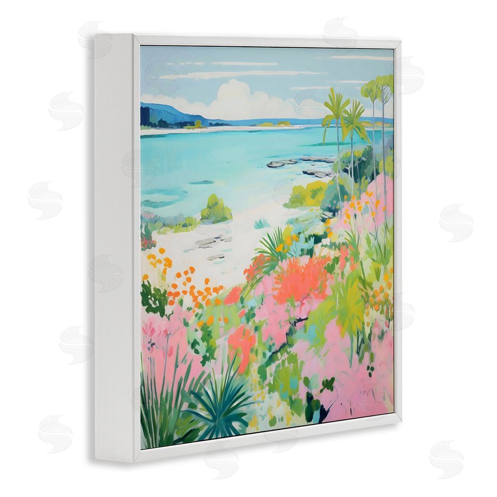 Creative Studio Tropical Coast Blooming Shoreline White Framed Giclee Wall Art Print