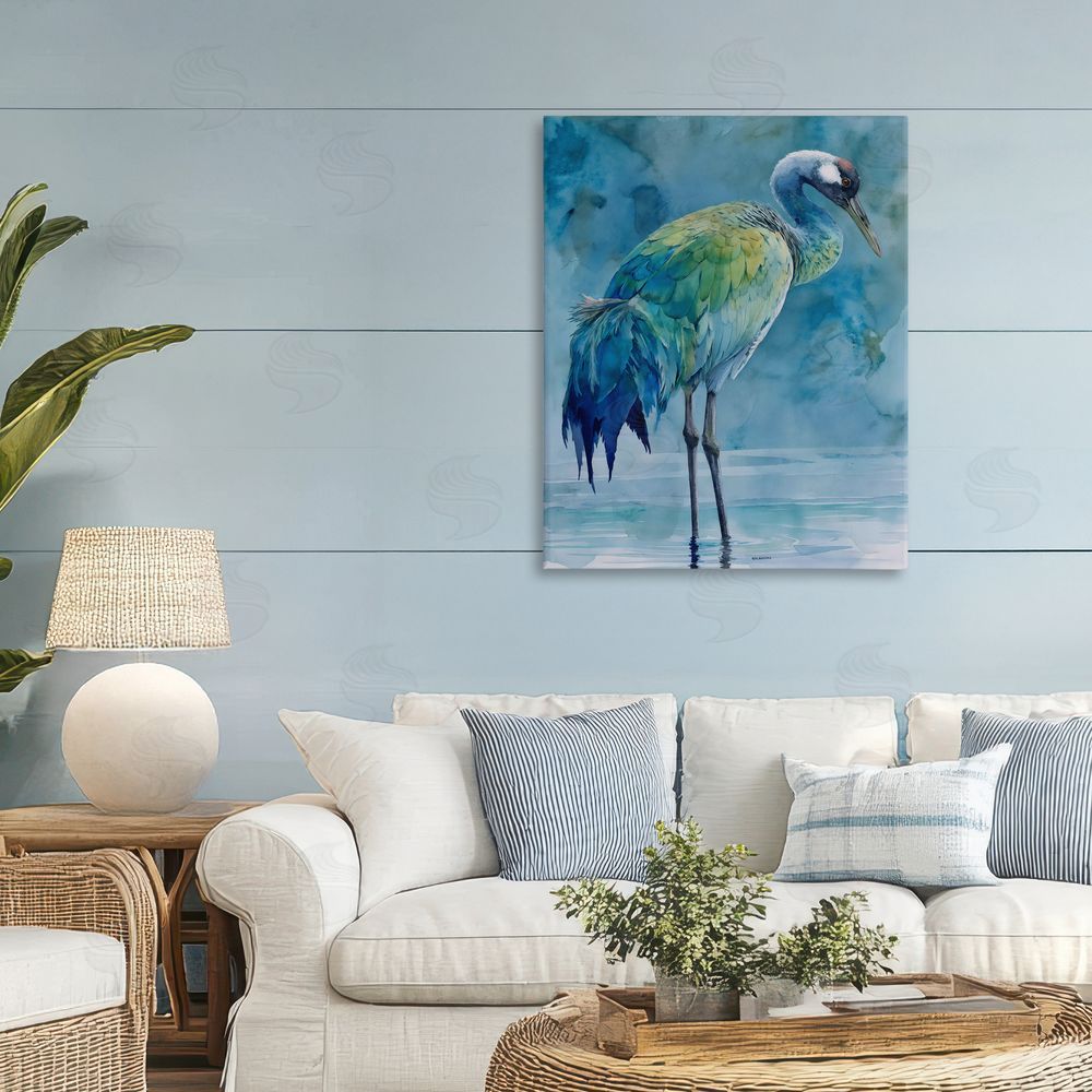 Franklyn Gregory Turquoise Feathered Coastal Bird Stretched Canvas on Wall