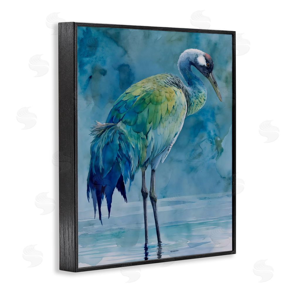Franklyn Gregory Turquoise Feathered Coastal Bird Black Framed Giclee Wall Art Print