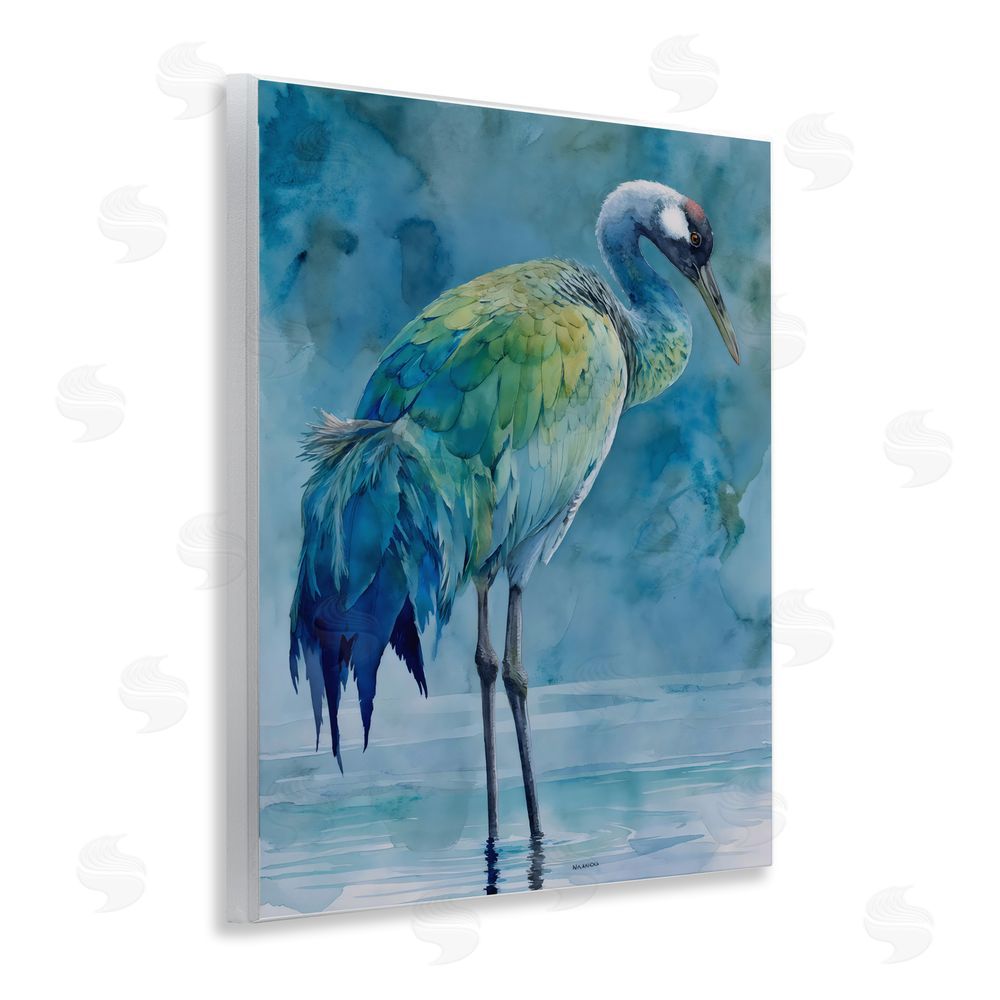 Franklyn Gregory Turquoise Feathered Coastal Bird Wall Plaque Printed Art