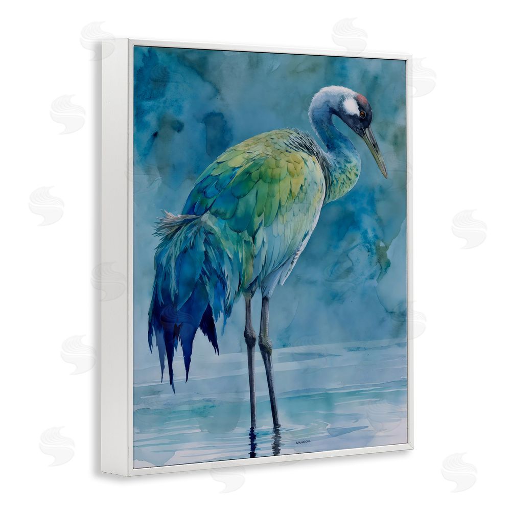 Franklyn Gregory Turquoise Feathered Coastal Bird White Framed Giclee Wall Art Print