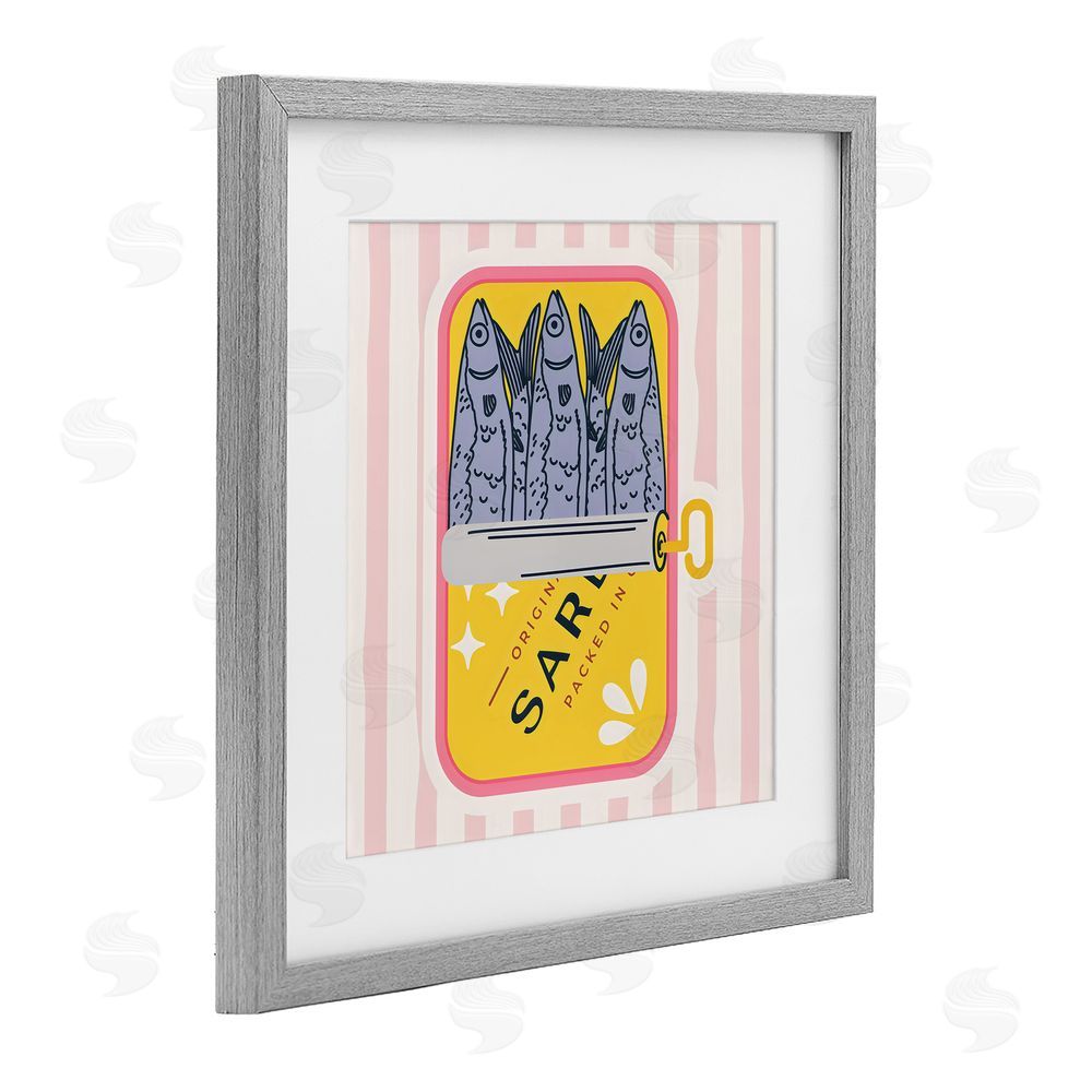 Creative Studio Yellow Sardine Tin Gray Framed Print Under Glass with White Mat Wall Art