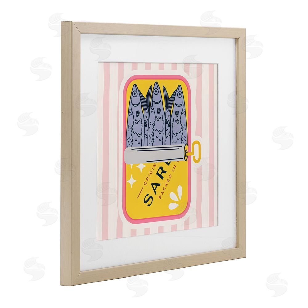 Creative Studio Yellow Sardine Tin Brown Framed Print Under Glass with White Mat Wall Art