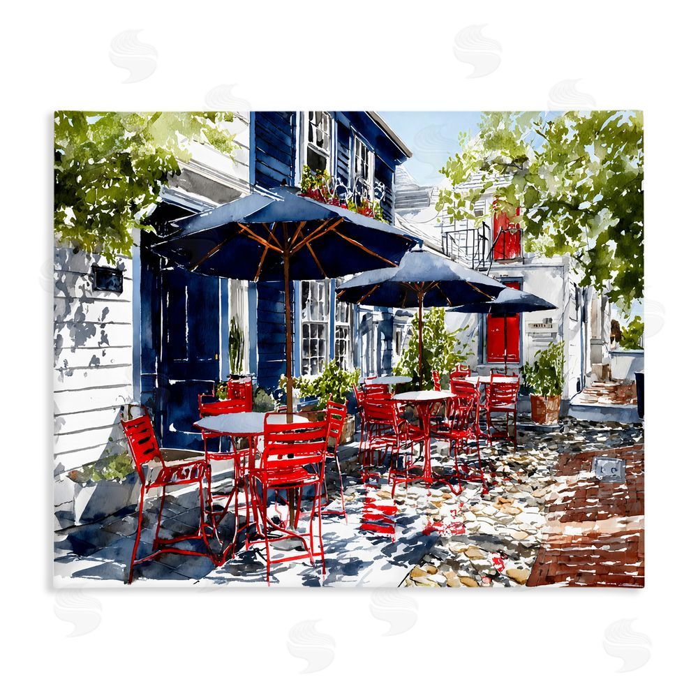 Franklyn Gregory Cafe Classic Red Chairs Stretched Canvas Wall Art Print