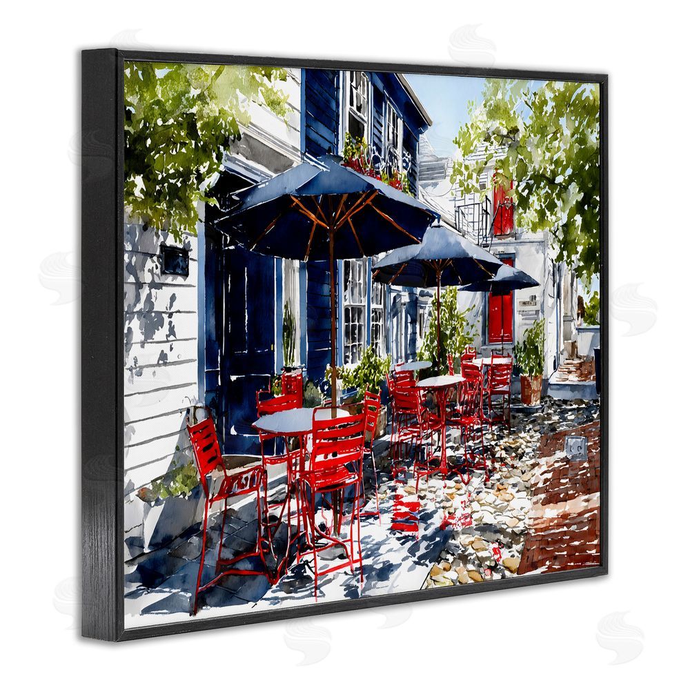 Franklyn Gregory Cafe Classic Red Chairs Black Framed Giclee Wall Art Print