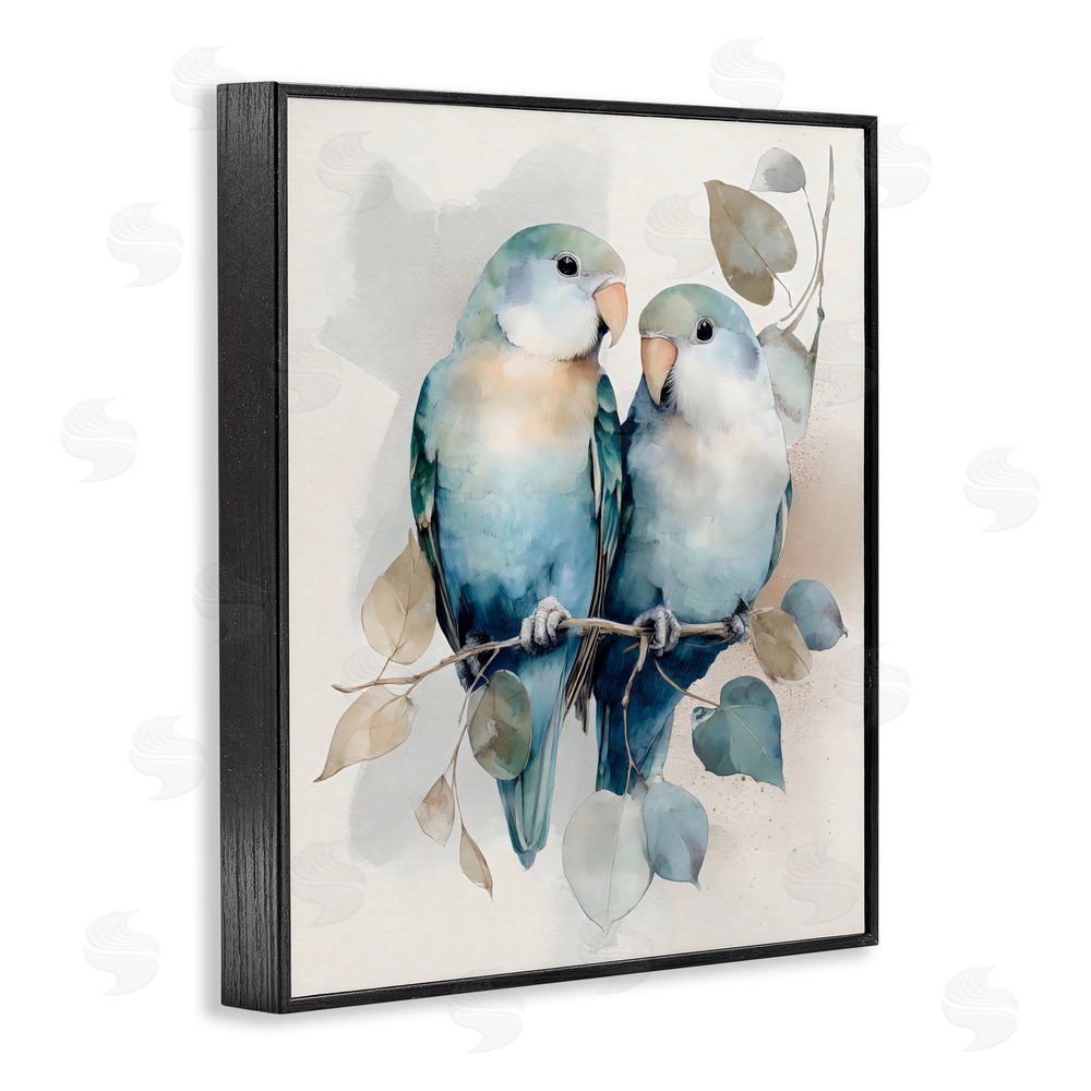 Franklyn Gregory Blue Bird Lovers Black Framed Giclee Wall Art Print
