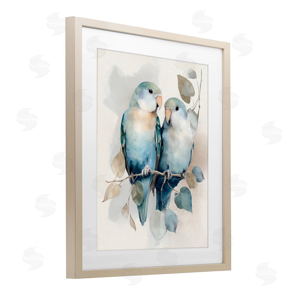 Franklyn Gregory Blue Bird Lovers Brown Framed Print Under Glass with Matting Wall Art