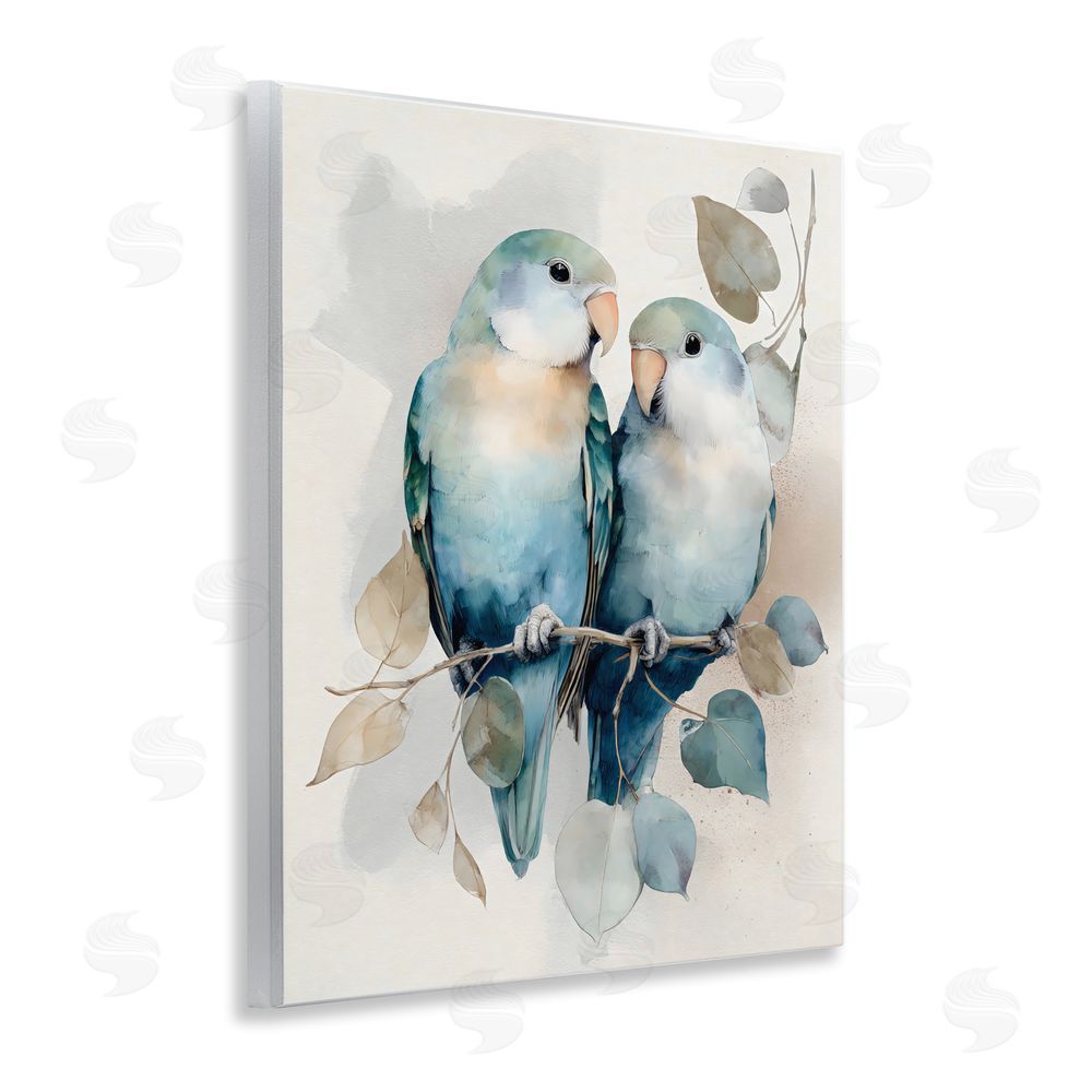 Franklyn Gregory Blue Bird Lovers Wall Plaque Art Print with White Foil Wrap