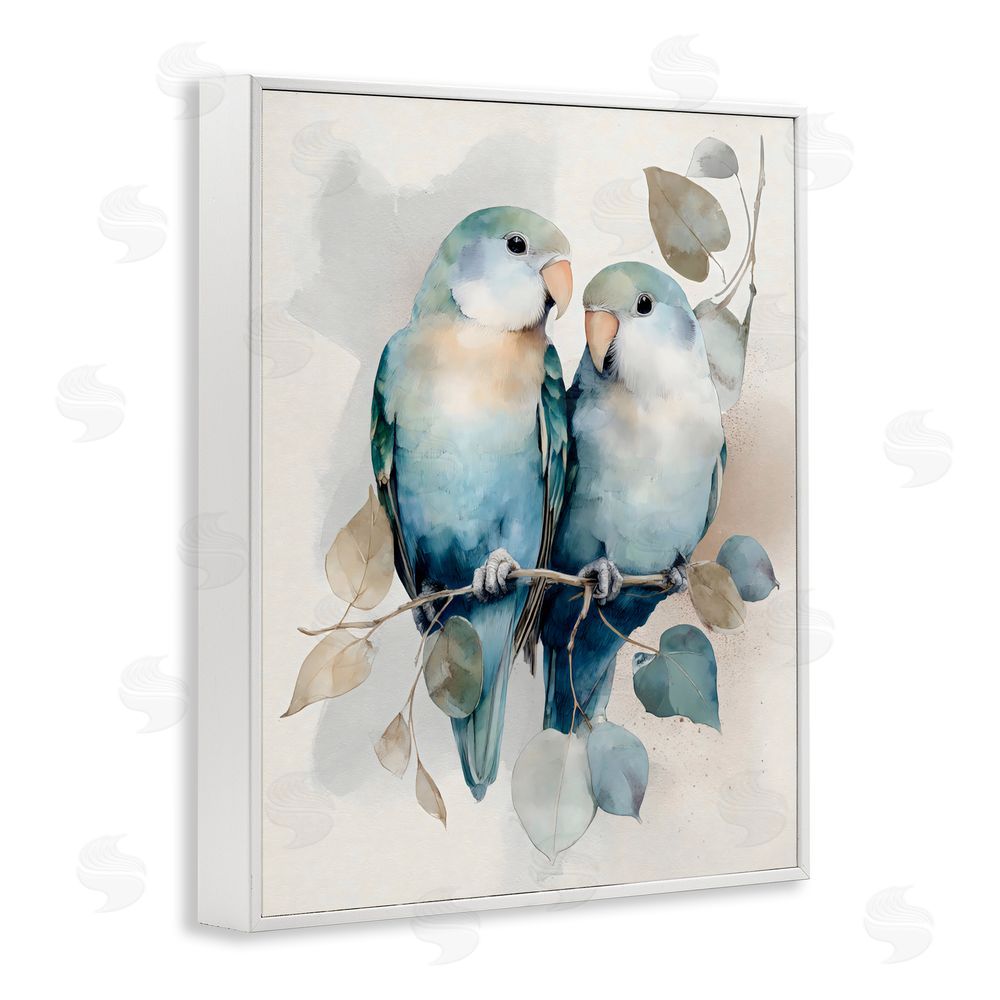 Franklyn Gregory Blue Bird Lovers White Framed Giclee Wall Art Print