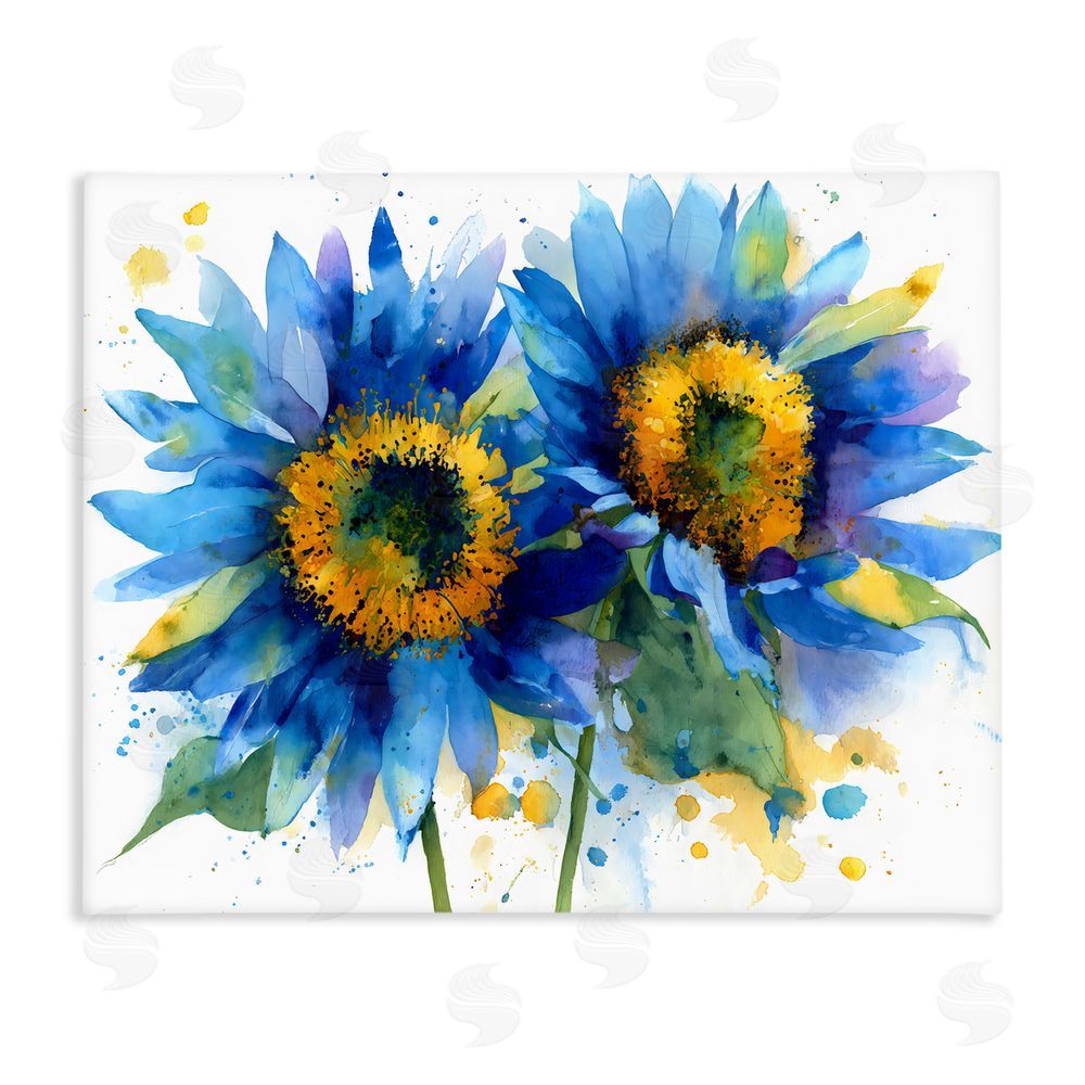 Franklyn Gregory Blue Sunflowers Bouquet Stretched Canvas Wall Art Print