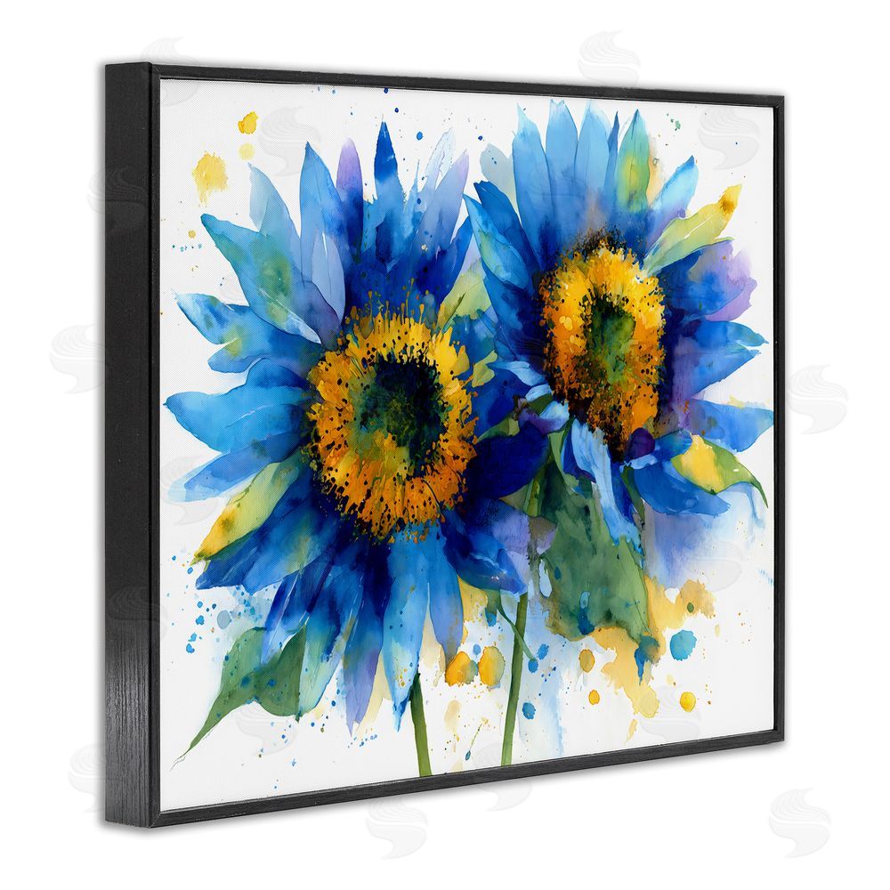 Franklyn Gregory Blue Sunflowers Bouquet Black Framed Giclee Wall Art Print