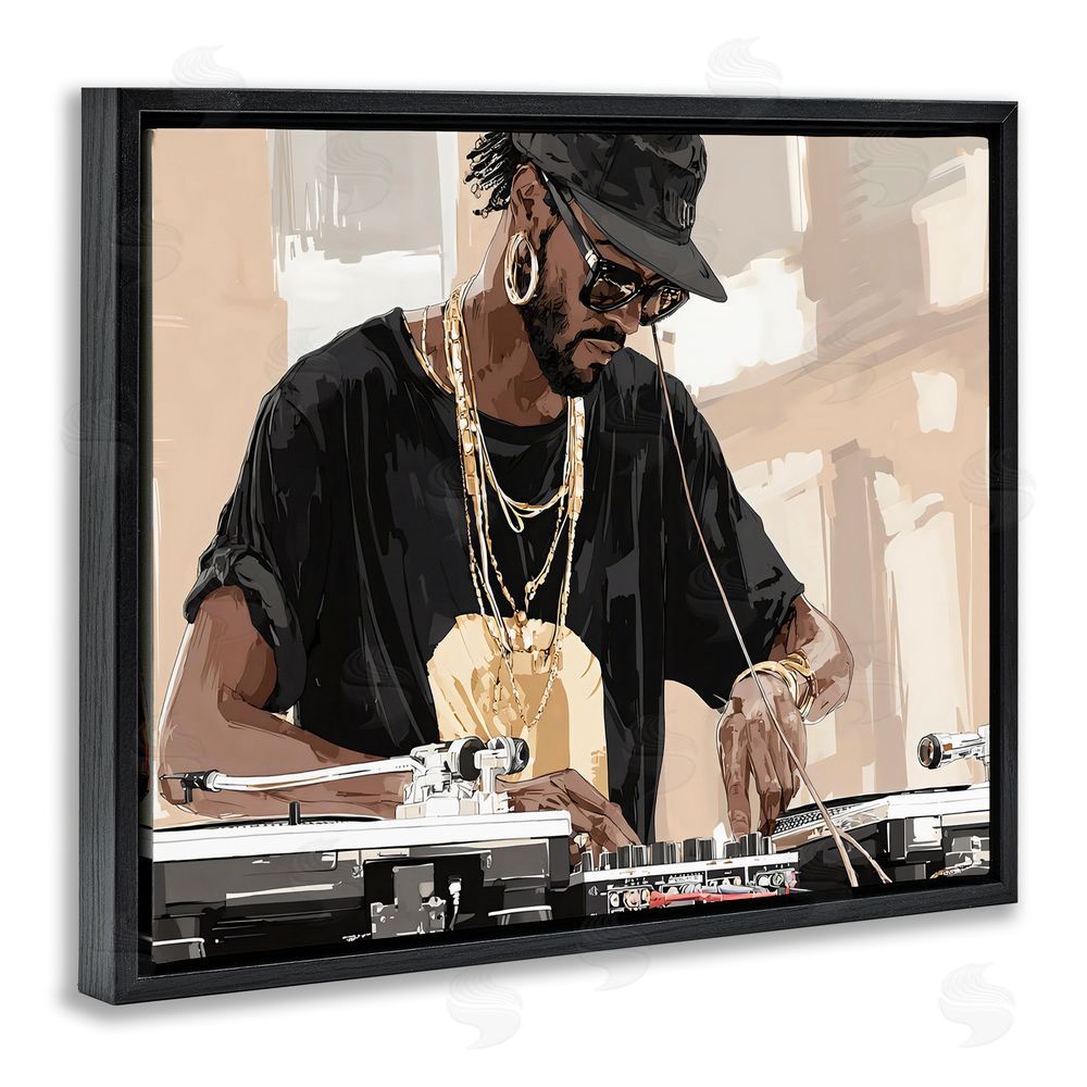 Franklyn Gregory Timeless DJ with Urban Rhythm Black Floating Framed Canvas Wall Art Print