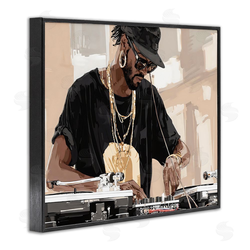 Franklyn Gregory Timeless DJ with Urban Rhythm Black Framed Giclee Wall Art Print