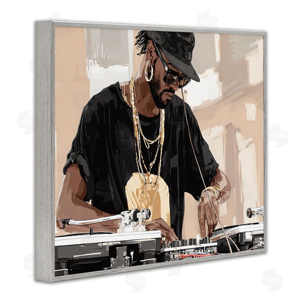 Franklyn Gregory Timeless DJ with Urban Rhythm Gray Framed Giclee Wall Art Print