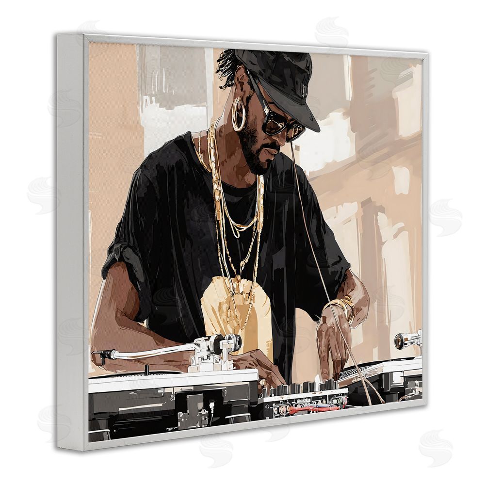 Franklyn Gregory Timeless DJ with Urban Rhythm White Framed Giclee Wall Art Print