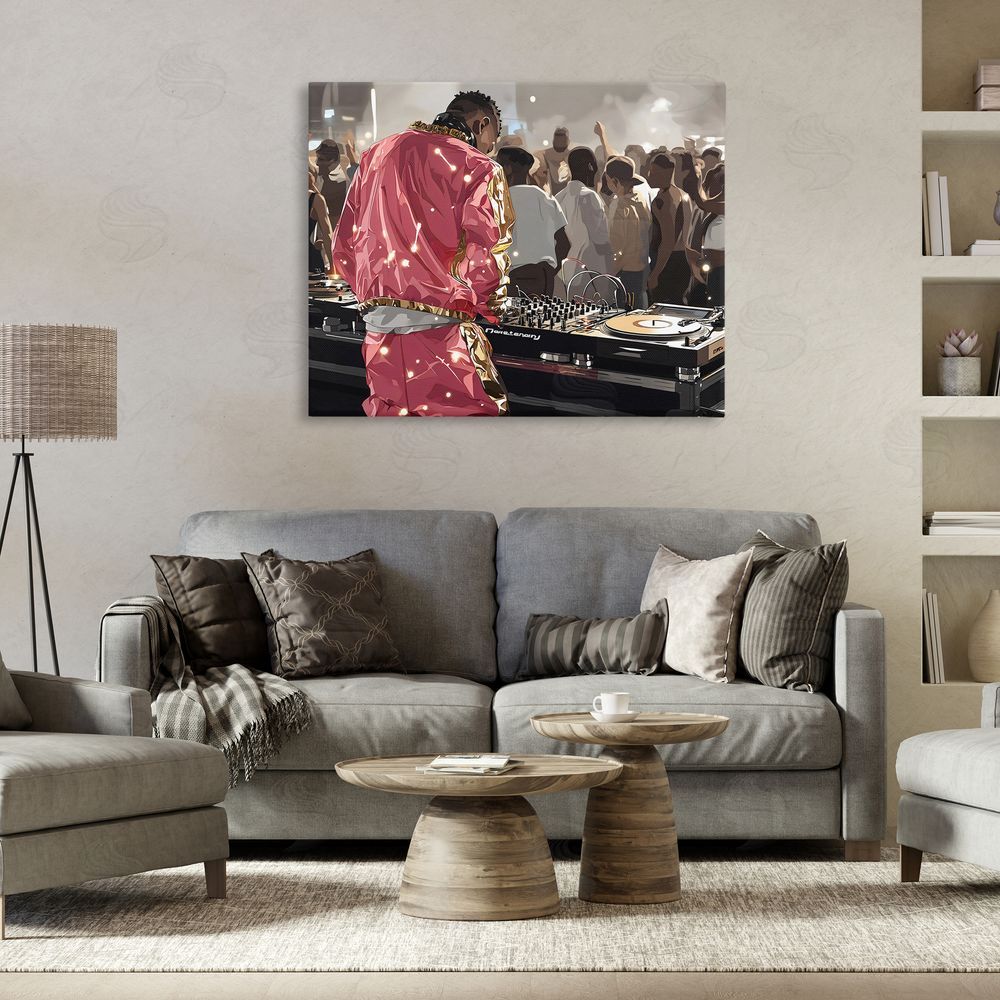 Franklyn Gregory DJ Performance At Nightclub Stretched Canvas Wall Art in Room