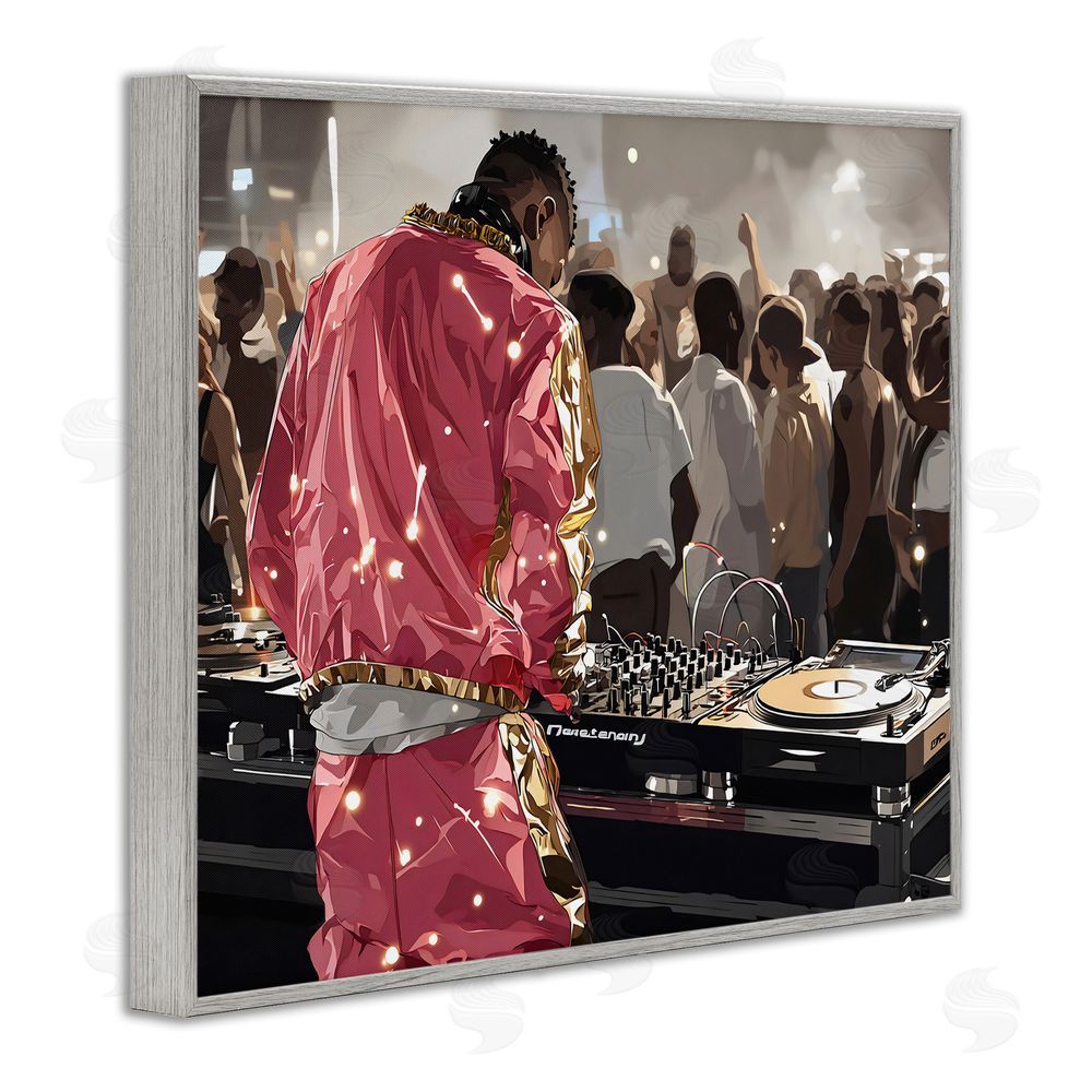 Franklyn Gregory DJ Performance At Nightclub Gray Framed Giclee Wall Art Print