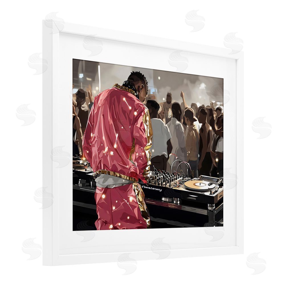 Franklyn Gregory DJ Performance At Nightclub White Framed Print Under Glass Wall Art