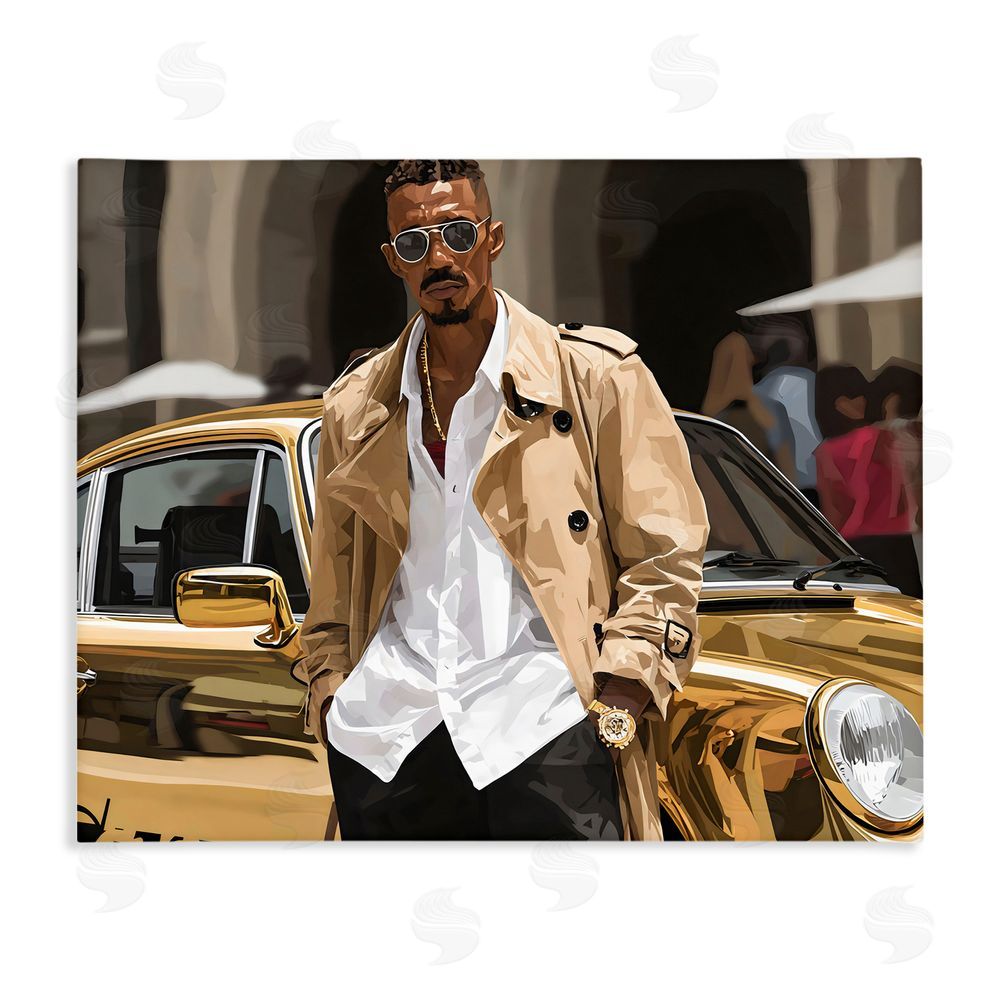 Franklyn Gregory Classy Gilded Sportscar & Driver Stretched Canvas Wall Art