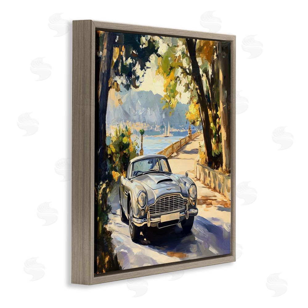 Creative Studio Classic View of Seaside Drive Brown Floating Frame Canvas Wall Art Print