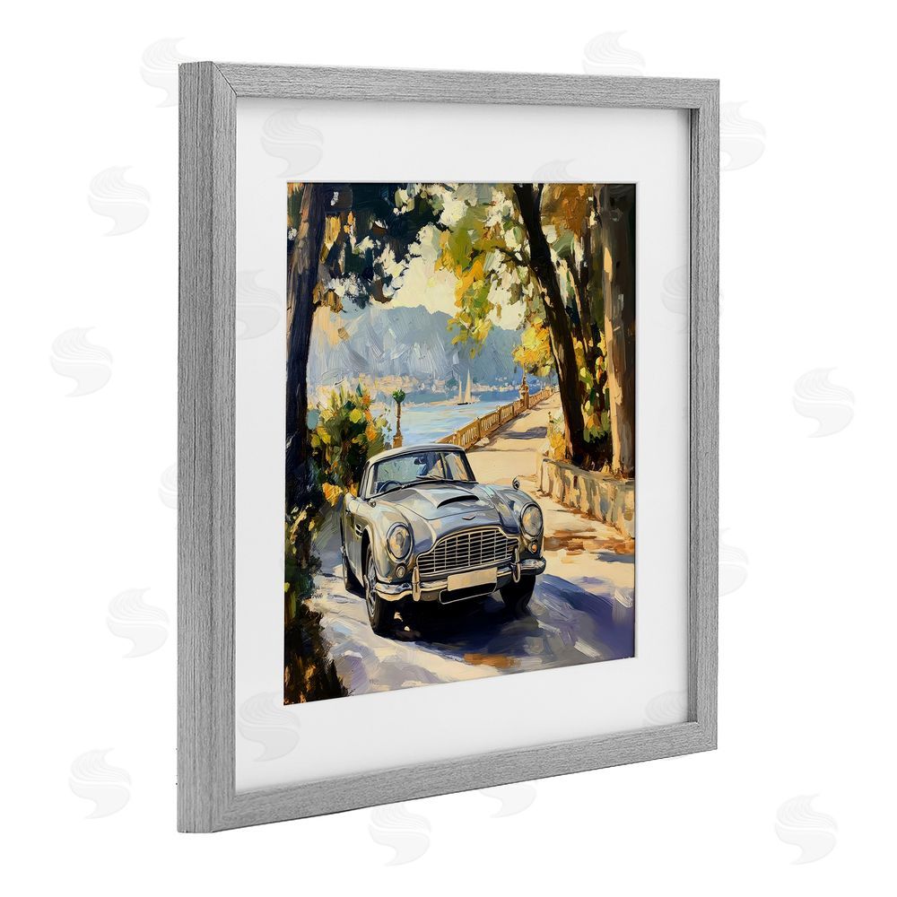 Creative Studio Classic View of Seaside Drive Gray Framed Print Under Glass Wall Art