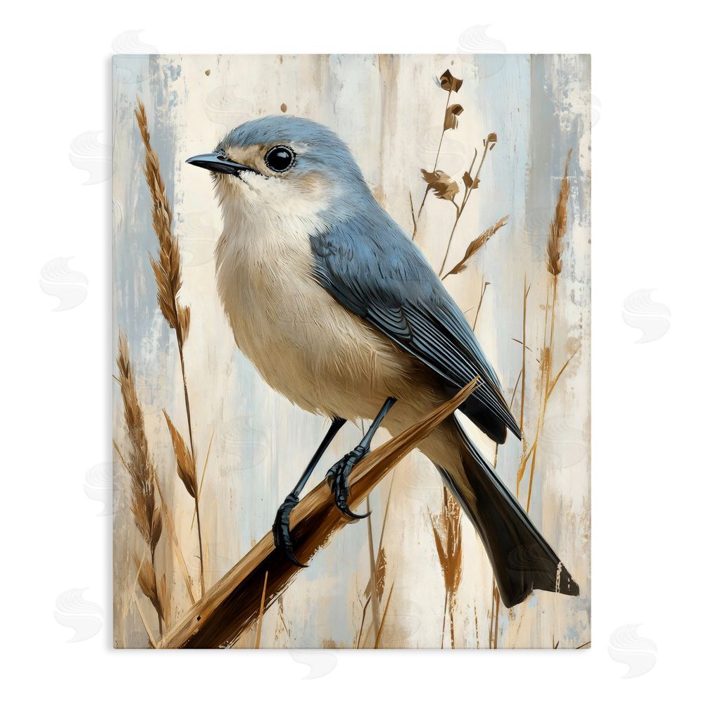 Creative Studio Bluebird on Tall Glass Perch Stretched Canvas Wall Art Print