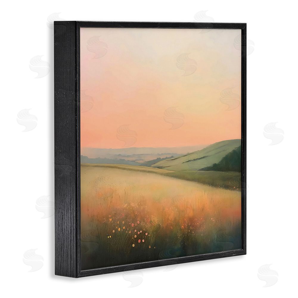 Creative Studio Sun Coming Up Over Meadow Black Framed Giclee Wall Art Print