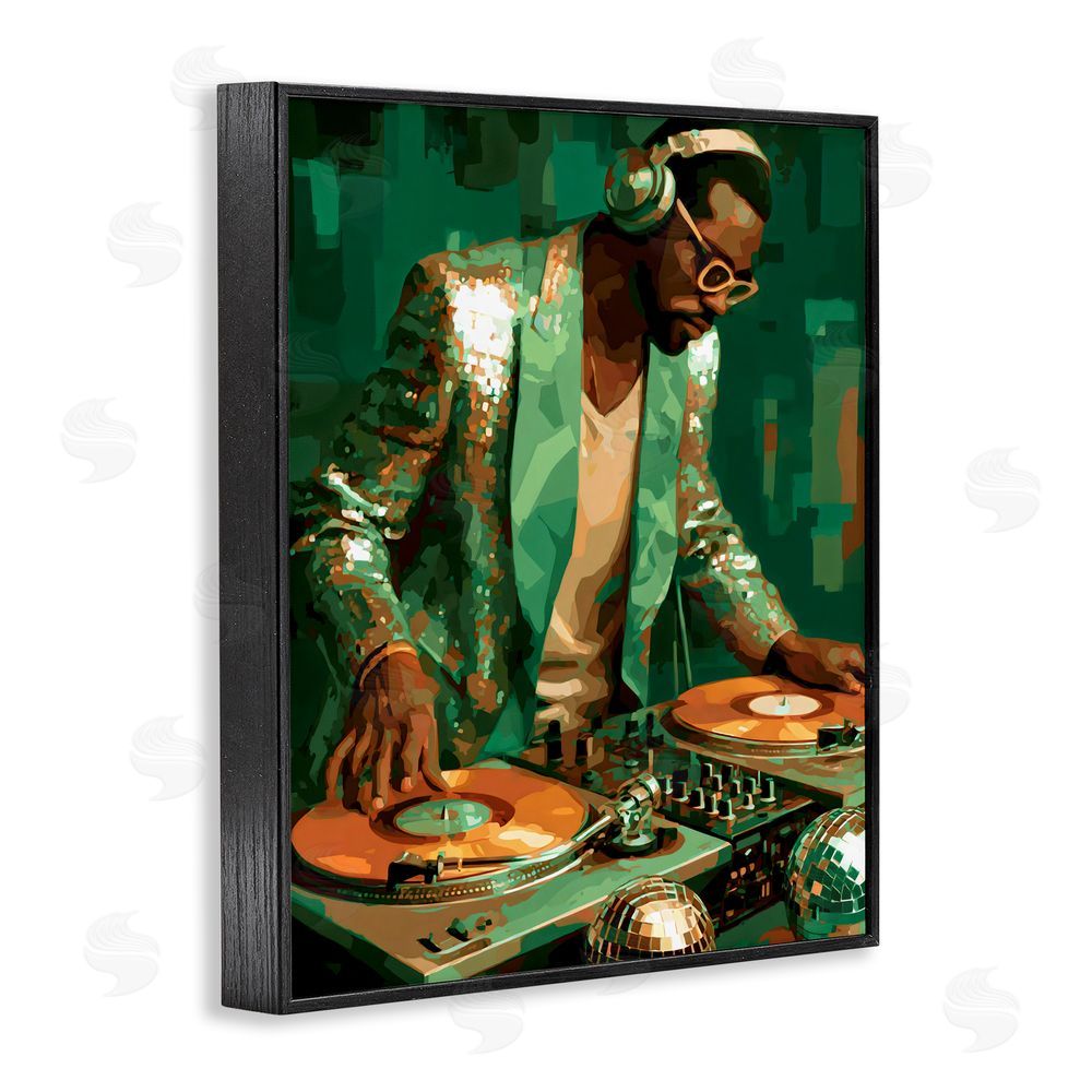 Franklyn Gregory Green Disco DJ Music Black Framed Giclee Wall Art