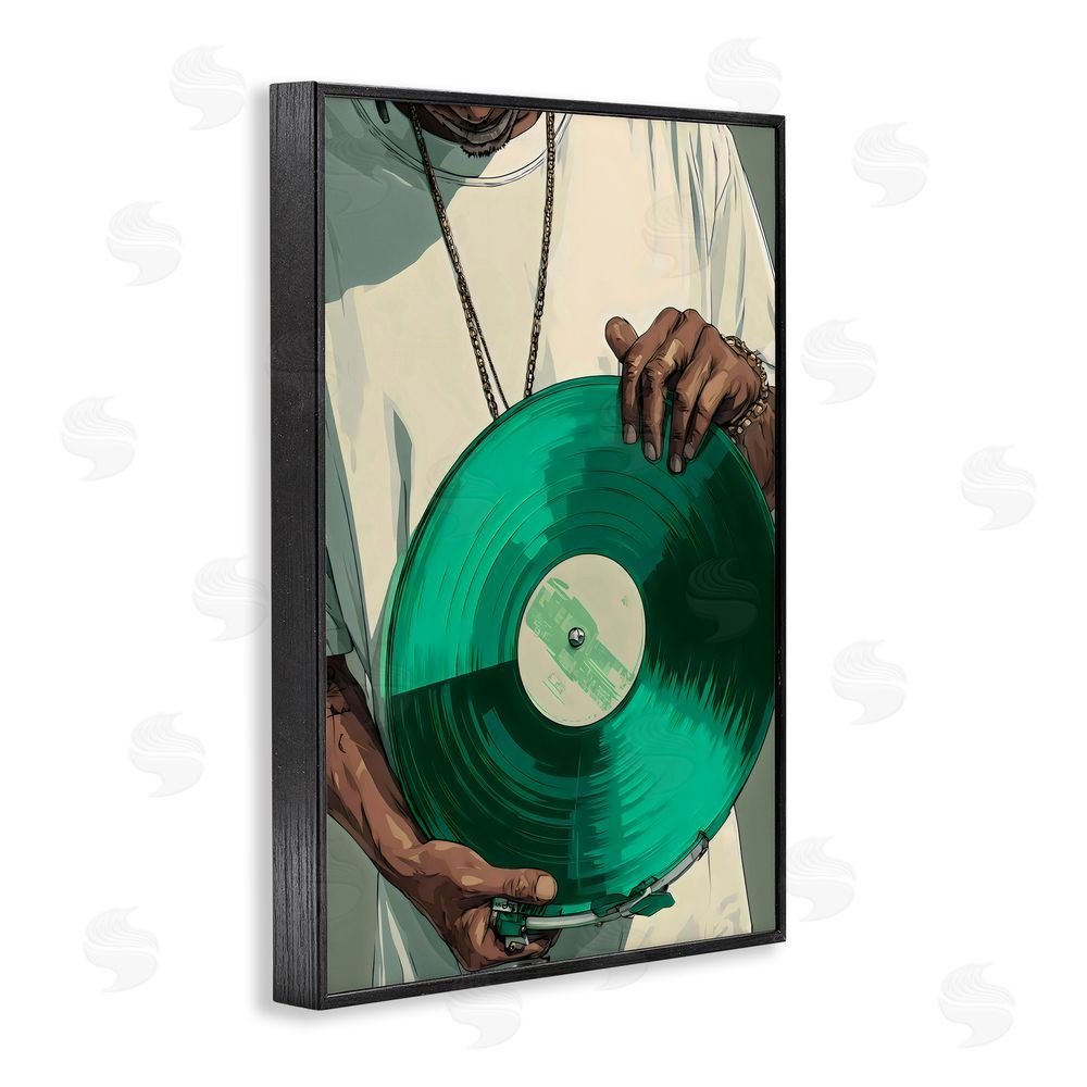 Franklyn Gregory Green Vinyl Record Portrait Black Framed Giclee Wall Art