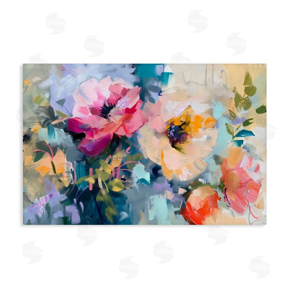 Creative Studio Vibrant Florals Brushed Abstract Stretched Canvas Wall Art Print